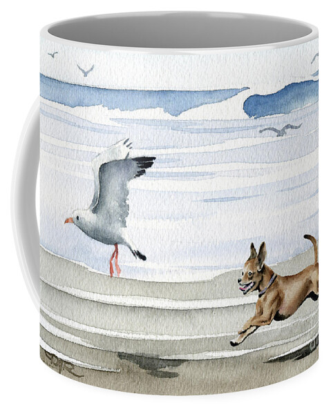 Chihuahua Coffee Mug featuring the painting Chihuahua at the Beach #4 by David Rogers