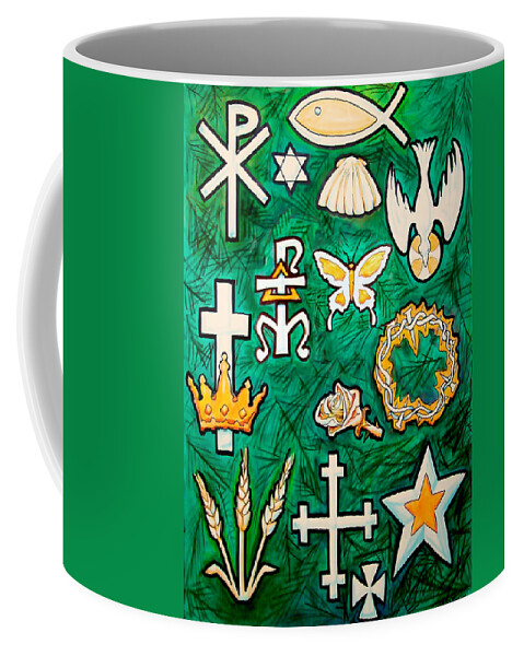 Chrismons Coffee Mug featuring the painting Chrismons #1 by Kevin Middleton