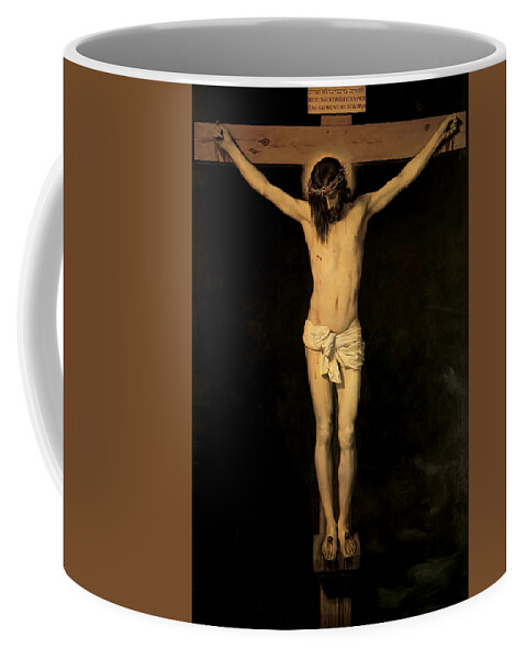 Diego Velazquez Coffee Mug featuring the painting Christ On The Cross by Troy Caperton