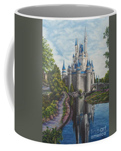 Disney Art Coffee Mug featuring the painting Cinderella Castle by Charlotte Blanchard
