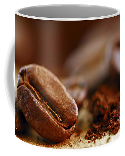 Coffee Coffee Mug featuring the photograph Coffee beans and ground coffee 5 by Elena Elisseeva