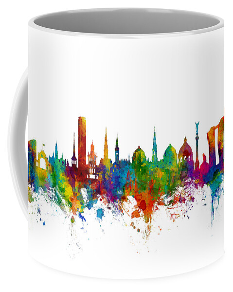 Copenhagen Coffee Mug featuring the digital art Copenhagen Denmark Skyline #1 by Michael Tompsett