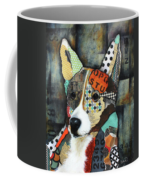 Corgi Coffee Mug featuring the mixed media Corgi #1 by Patricia Lintner