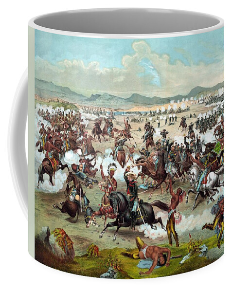 General Custer Coffee Mug featuring the painting Custer's Last Stand #1 by War Is Hell Store