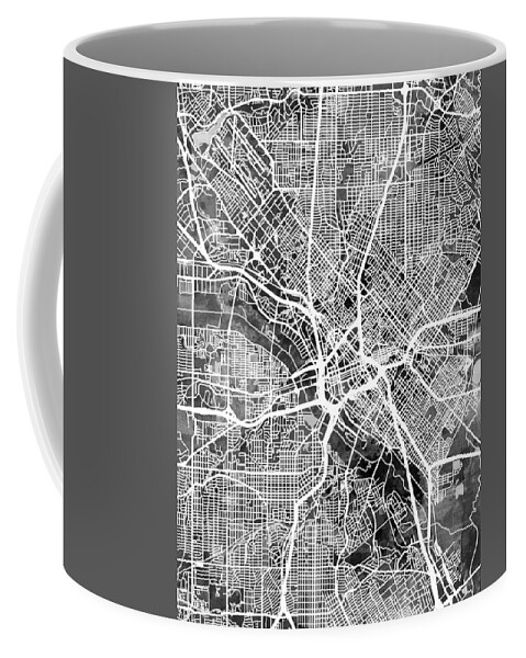 Dallas Coffee Mug featuring the digital art Dallas Texas City Map by Michael Tompsett