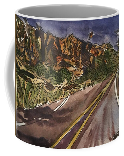 Landscape Coffee Mug featuring the painting Davis Mountains at Twilight by Angela Weddle