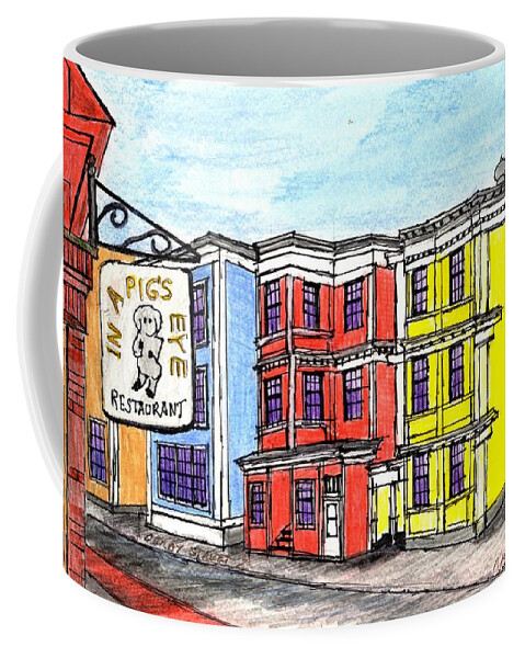 Derby Street Salem Coffee Mug featuring the drawing Derby Street Salem #1 by Paul Meinerth