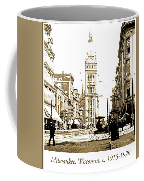 Documentary Coffee Mug featuring the photograph Downtown Milwaukee, c. 1915-1920, Vintage Photograph #3 by A Macarthur Gurmankin