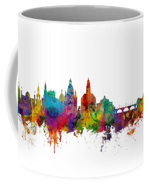 Dresden Coffee Mug featuring the digital art Dresden Germany Skyline #1 by Michael Tompsett