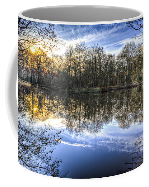 Frost Coffee Mug featuring the photograph Early Morning Forest Pond #1 by David Pyatt