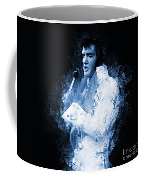 Elvis Coffee Mug featuring the painting Elvis Presley 01 by Gull G