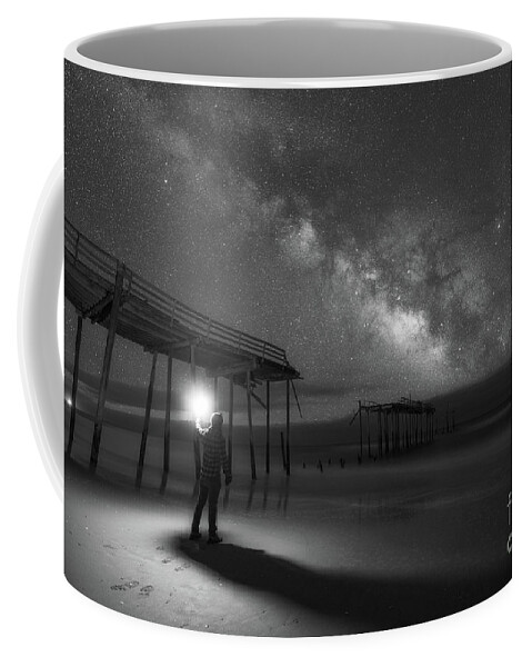 Frisco Pier Coffee Mug featuring the photograph Exploring Frisco Pier at Night #1 by Michael Ver Sprill
