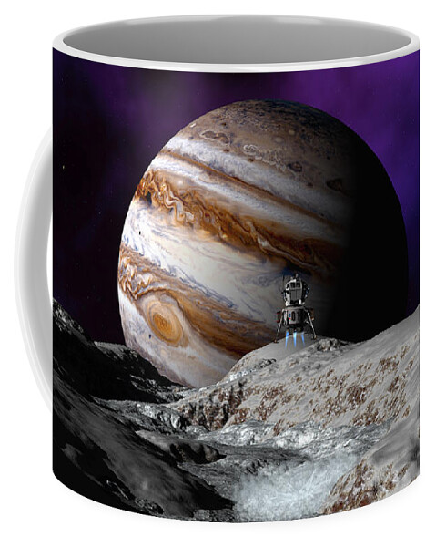 Lander Coffee Mug featuring the digital art Falcon Over Europa by David Robinson
