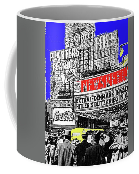 Film Homage Embassy Newsreel Theater 1940 Times Square New York City 2008 Coffee Mug featuring the photograph Film Homage Embassy Newsreel Theater 1940 Times Square New York City 2008 #1 by David Lee Guss