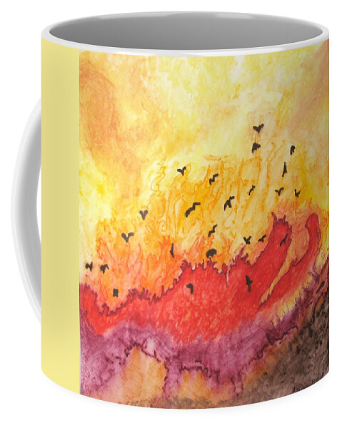 Birds Coffee Mug featuring the painting Fire Birds by Patricia Arroyo