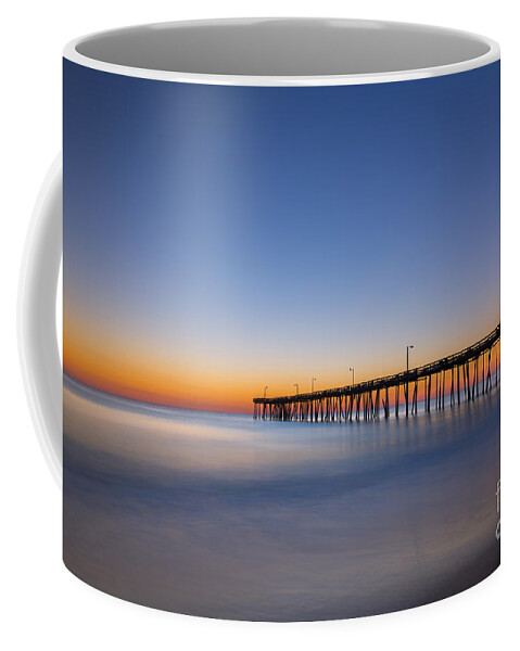 Nags Head Fishing Pier Coffee Mug featuring the photograph Fishing Pier Sunrise #1 by Michael Ver Sprill