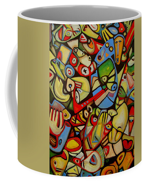 Expressionism Coffee Mug featuring the painting Flute Fish #2 by Ron Barlow