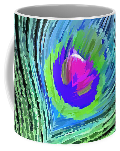 Peacock Feather Coffee Mug featuring the digital art Fly Away #1 by Krissy Katsimbras
