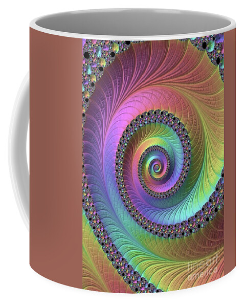 Fractal Coffee Mug featuring the digital art Fractal, Pattern, Kaleidoscope, Art #1 by Esoterica Art Agency
