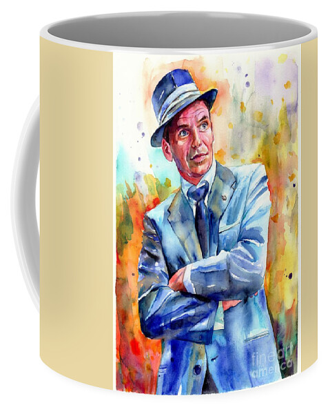 Frank Coffee Mug featuring the painting Frank Sinatra young painting #2 by Suzann Sines