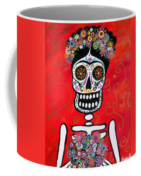 Dia Coffee Mug featuring the painting Frida Dia De Los Muertos #1 by Pristine Cartera Turkus