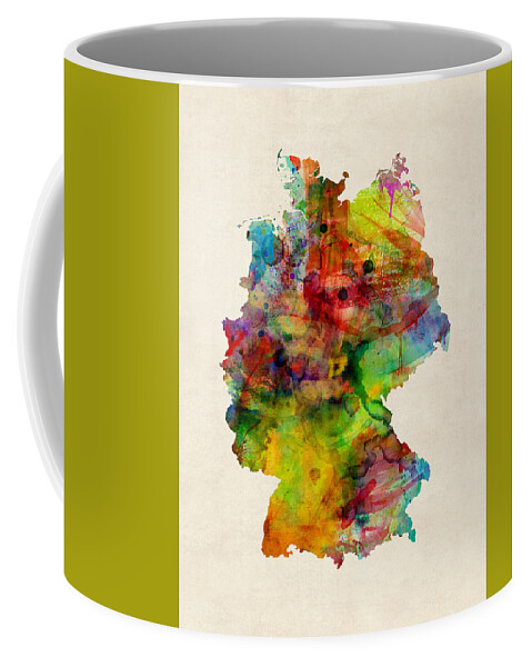 Map Art Coffee Mug featuring the digital art Germany Watercolor Map Deutschland by Michael Tompsett