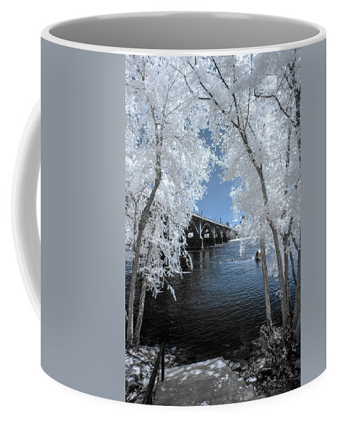 Gervais Street Bridge Coffee Mug featuring the photograph Gervais St. Bridge in Surreal Light by Charles Hite