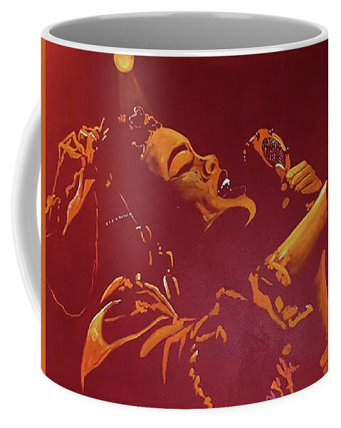 Andra Day Red Golden Coffee Mug featuring the painting Golden Day by Femme Blaicasso