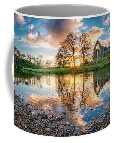 Bolton Abbey Coffee Mug featuring the photograph Golden hour by the River Wharfe by Mariusz Talarek