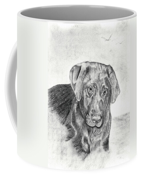 Dog Coffee Mug featuring the drawing Gozar #2 by Mayhem Mediums