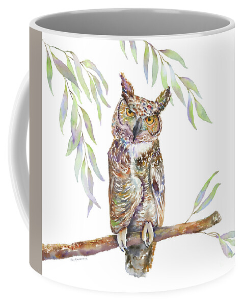 Great Horned Owl Coffee Mug featuring the painting Great Horned Owl #1 by Amy Kirkpatrick