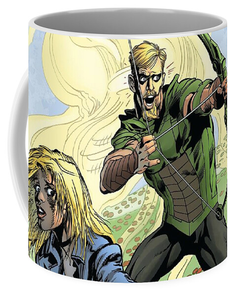 Green Arrow Coffee Mug featuring the digital art Green Arrow #1 by Super Lovely