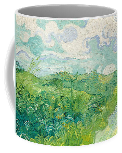 Green Wheat Fields Coffee Mug featuring the painting Green Wheat Fields  Auvers by Vincent Van Gogh