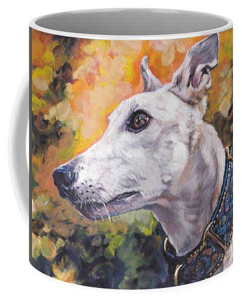 Greyhound Portrait Coffee Mug featuring the painting Greyhound Portrait #1 by Lee Ann Shepard