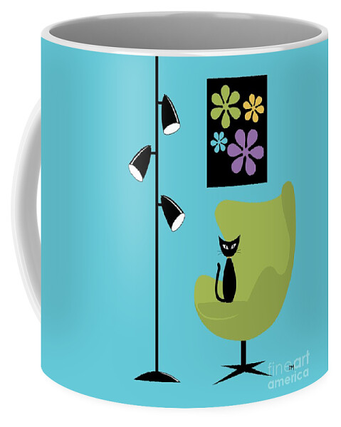 Blue Coffee Mug featuring the digital art Groovy Flowers in Blue by Donna Mibus