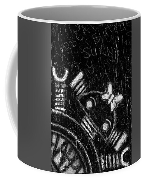 Happy Coffee Mug featuring the drawing Happy Bot by Roseanne Jones