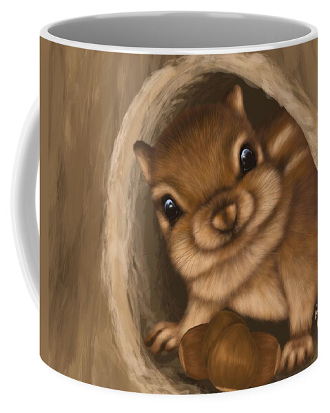 Squirrel Coffee Mug featuring the painting Hello #2 by Veronica Minozzi