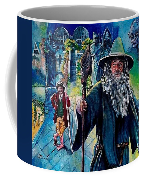 Hobbit Coffee Mug featuring the painting Hobbit #1 by Paul Weerasekera