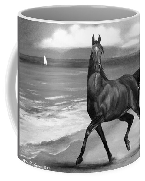 Horses Coffee Mug featuring the painting Horses in Paradise DANCE #1 by Gina De Gorna