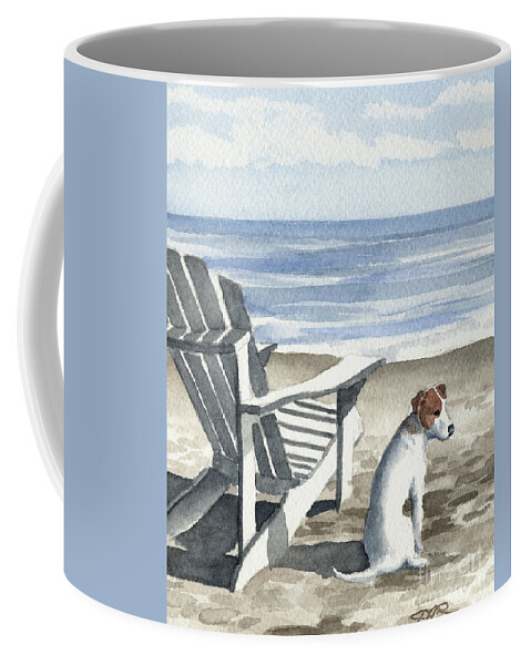 Jack Coffee Mug featuring the painting Jack Russel Terrier at the Beach by David Rogers