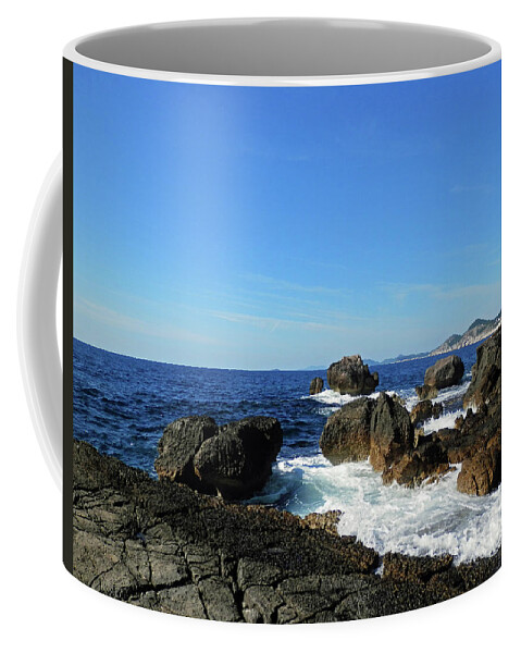 Sea Coffee Mug featuring the photograph Boulders and the Sea by Pema Hou