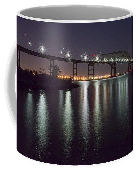 2d Coffee Mug featuring the photograph Key Bridge At Night #1 by Brian Wallace