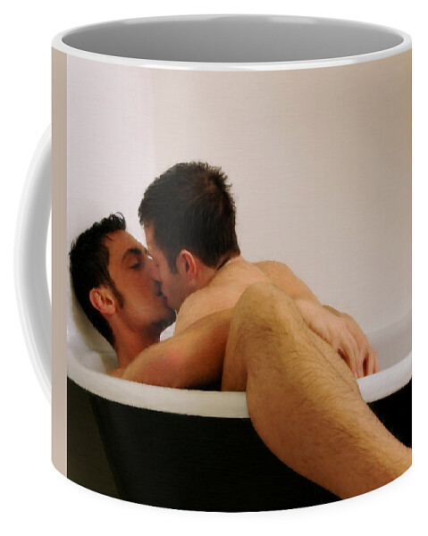 Kiss Coffee Mug featuring the painting Kiss in the Bath by Troy Caperton