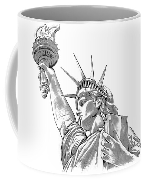 Mixed Media Coffee Mug featuring the digital art Lady Liberty by Greg Joens