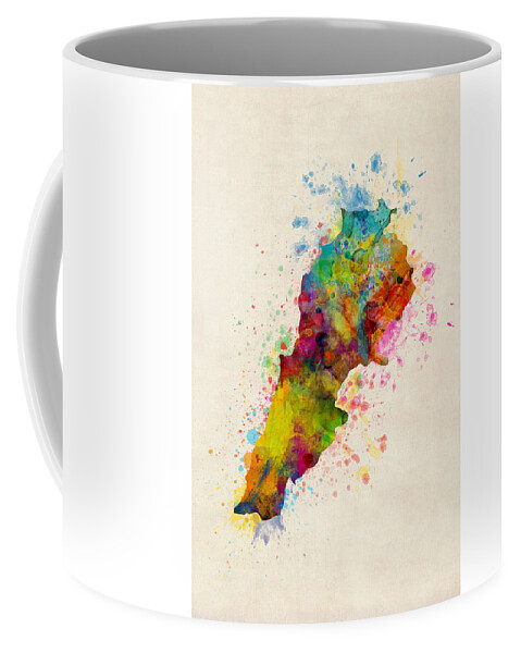 Map Art Coffee Mug featuring the digital art Lebanon Watercolor Map by Michael Tompsett
