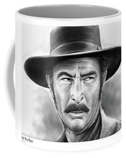 Lee Van Cleef Coffee Mug featuring the drawing Lee Van Cleef #1 by Greg Joens