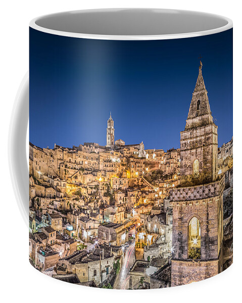 Ancient Coffee Mug featuring the photograph Lights of Matera #1 by JR Photography