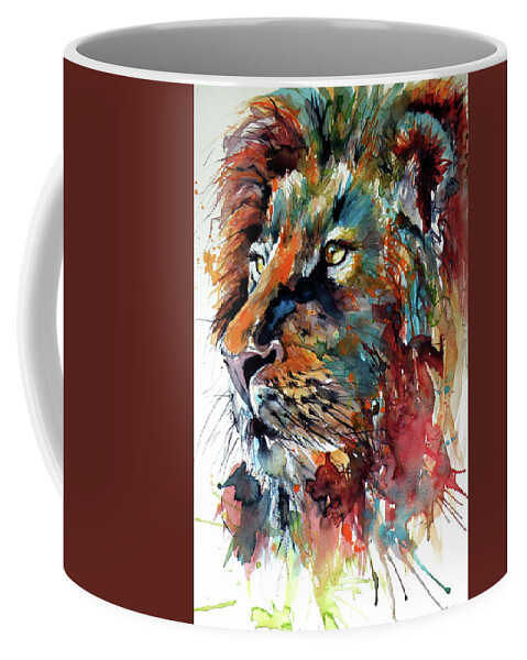 Lion Coffee Mug featuring the painting Lion #1 by Kovacs Anna Brigitta