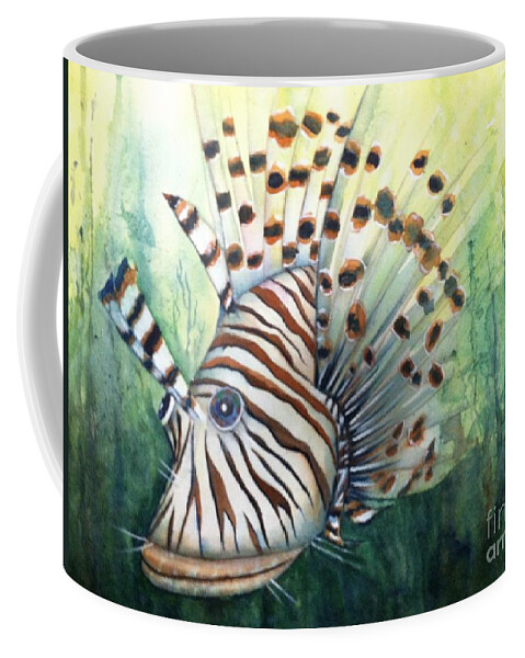 Lionfish Coffee Mug featuring the painting Lionfish by Midge Pippel