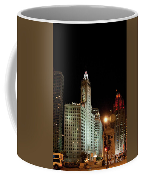 Chicago Coffee Mug featuring the photograph Looking North on Michigan Avenue at Wrigley Building #1 by David Levin